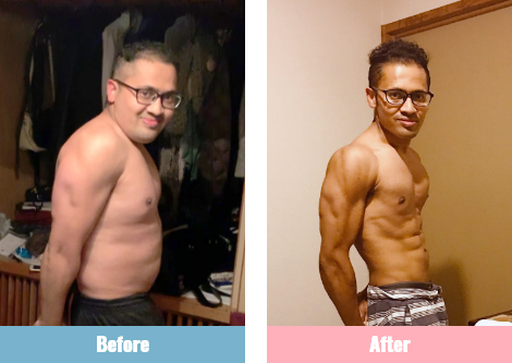 30代の男性が6ヶ月で体重が71kgから49kgになったBeforeAfter画像